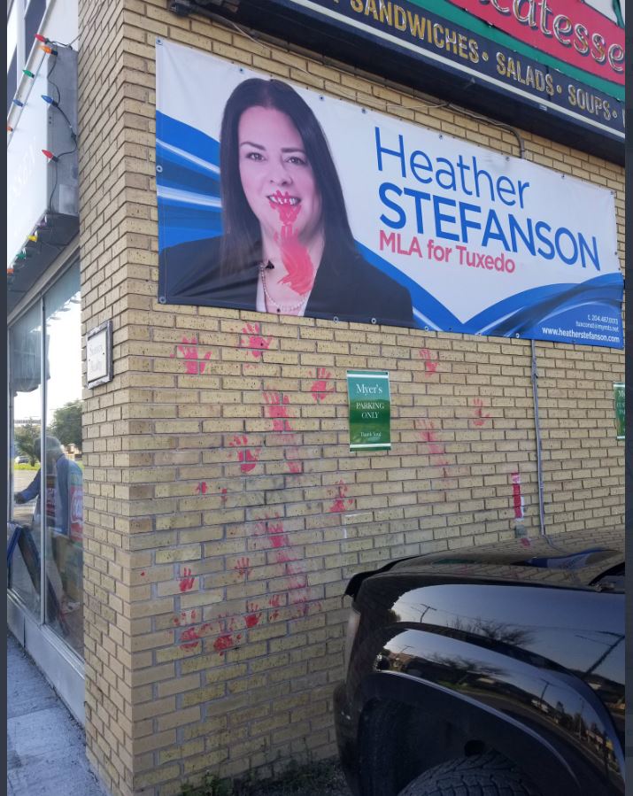 Premier’s Grant Ave. Office Vandalized By MMIW Protesters